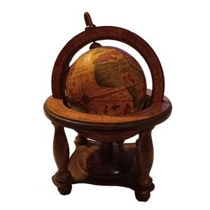 OLDE WORLD GLOBE Zodiac Wooden  Vintage Reproduction 7.5"t x 6" No Markings EUC